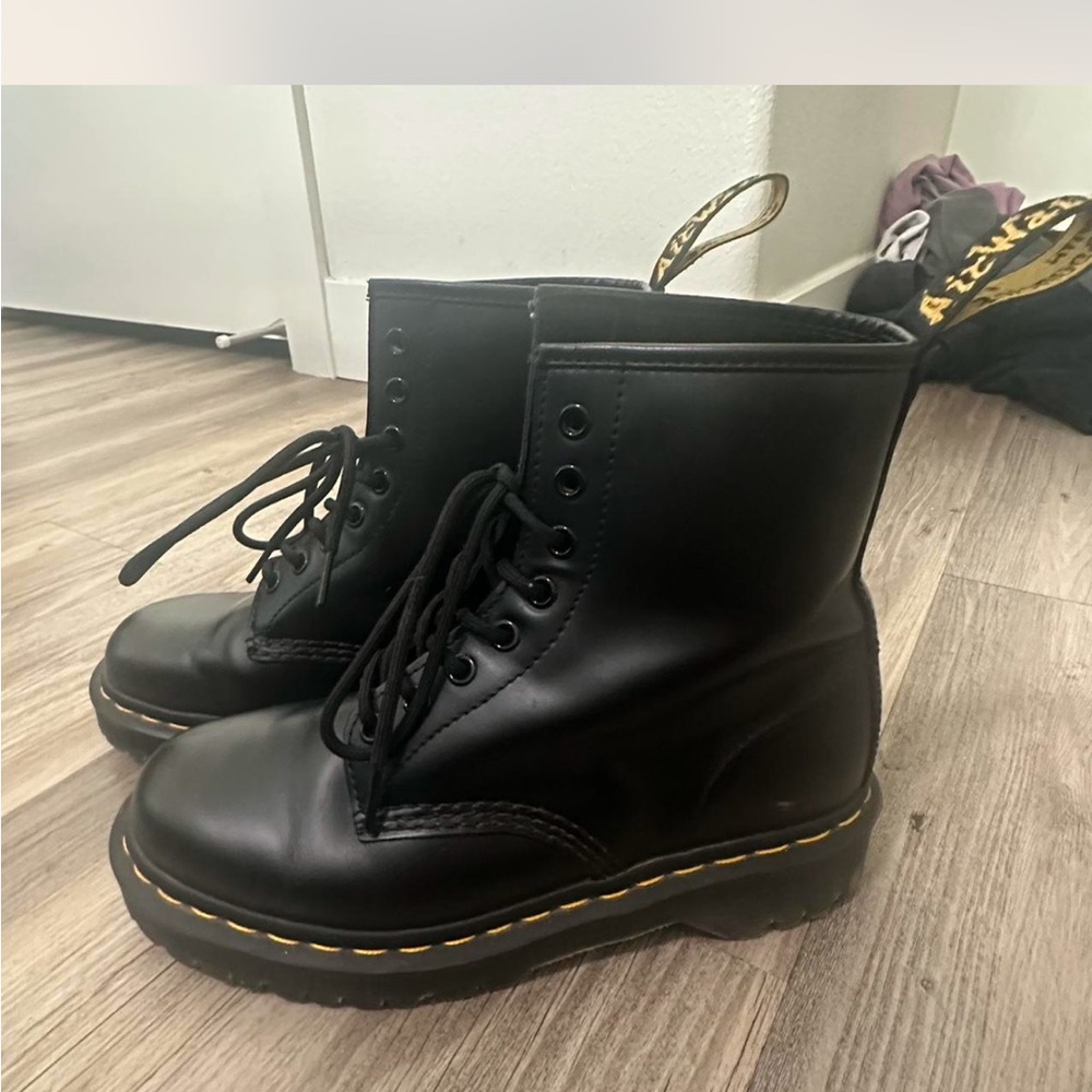 Black leather Dr. Martens boots